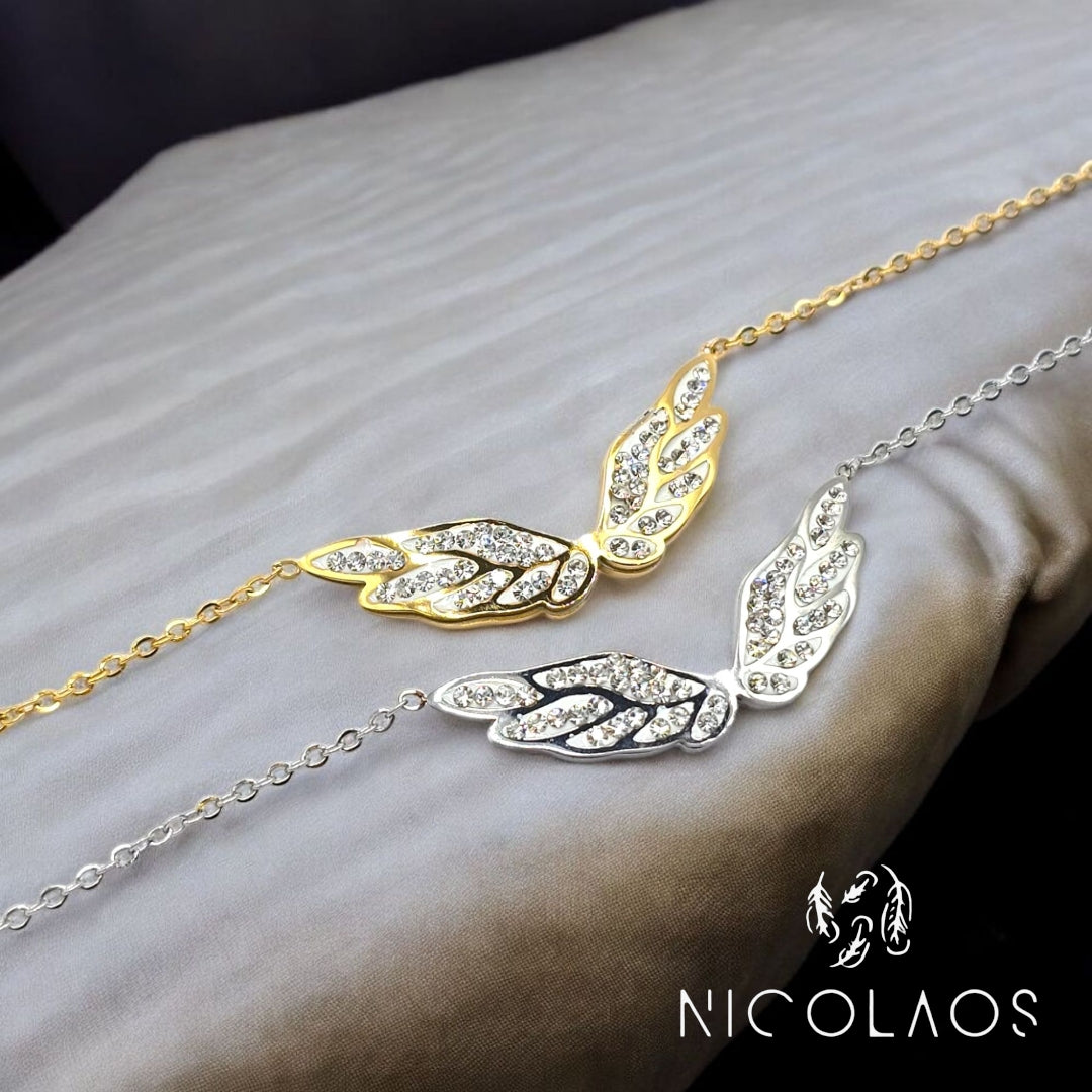 Βραχιόλι 'Angel shine' από ανοξείδωτο ατσάλι με λευκά ζιργκόν