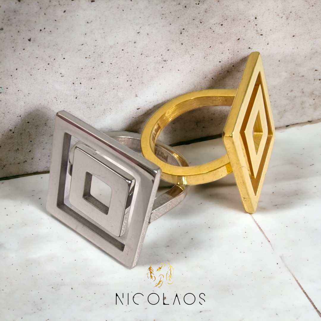 Δαχτυλίδι "Geometry square" απο ανοξείδωτο ατσάλι