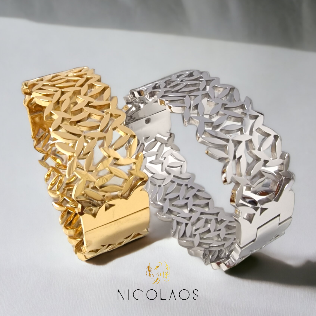 Βραχιόλι χειροπέδα "Demetra" από ανοξείδωτο ατσάλι με ψηφιδωτό φινίρισμα