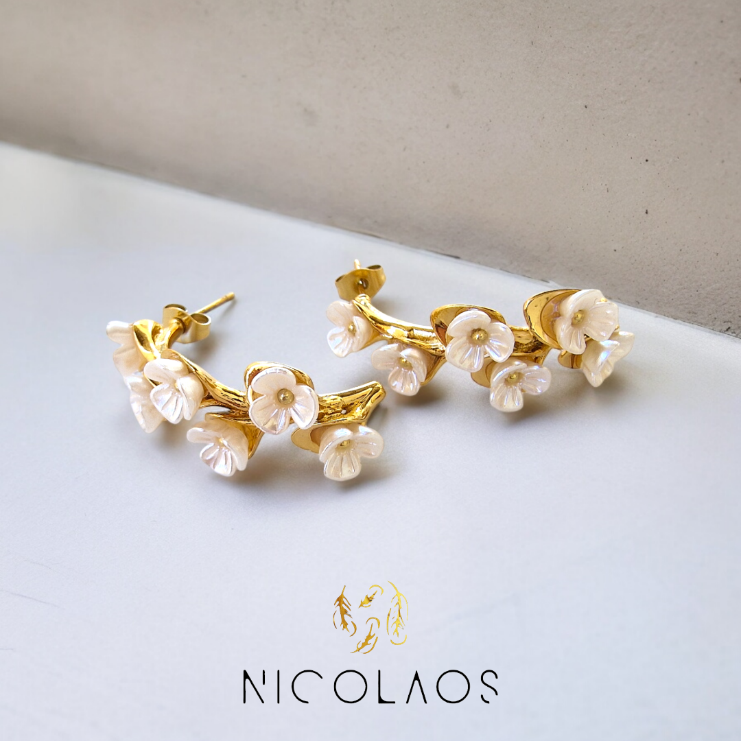 Σκουλαρίκια 'Remifiori' από ανοξείδωτο ατσάλι με περίτεχνο φινίρισμα