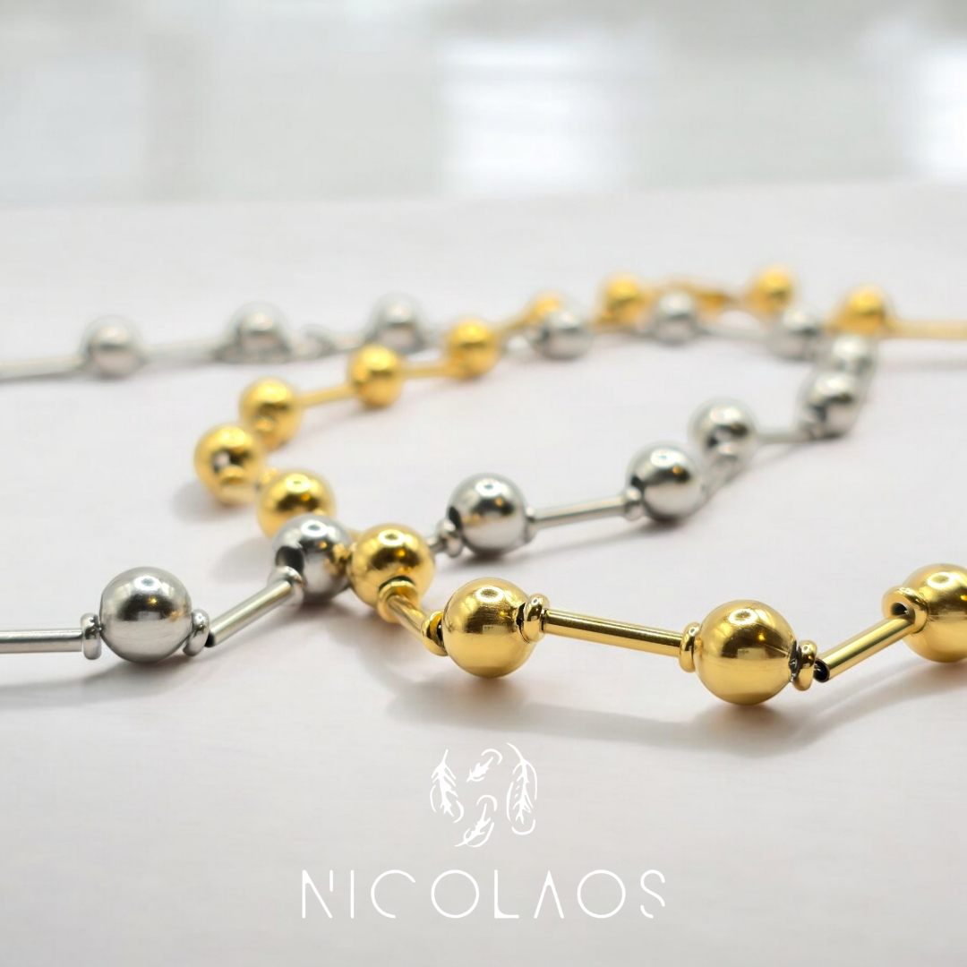 Χειροποίητο κολιέ 'Steel bubbles' από ανοξείδωτο ατσάλι