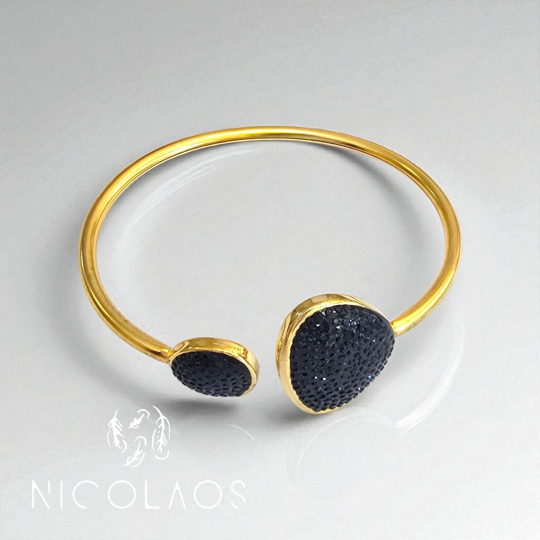 Βραχιόλι 'Black Caviar' απο ανοξείδωτο ατσάλι με μαύρα ζιργκόν