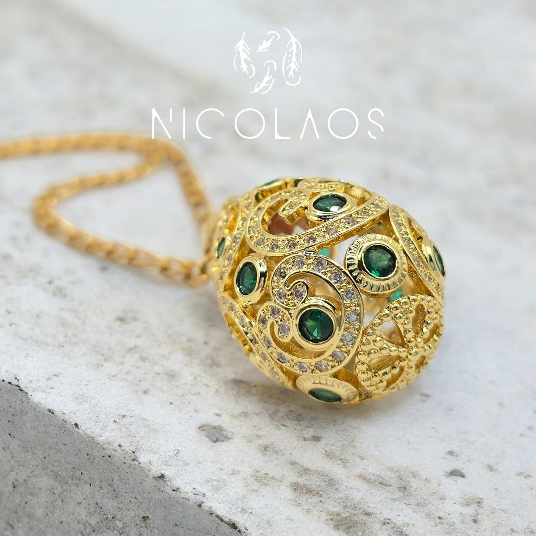 Μακρύ κολιέ 'Uovo luminoso' απο ανοξείδωτο ατσάλι με λευκά και χρωματιστά ζιργκόν