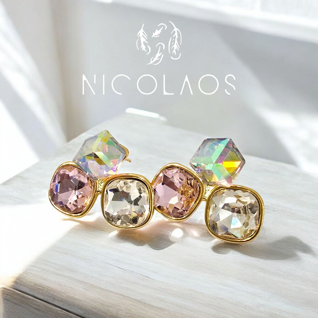 Σκουλαρίκια 'Aisthera' απο ανοξείδωτο ατσάλι με μεγάλα ζιργκόν