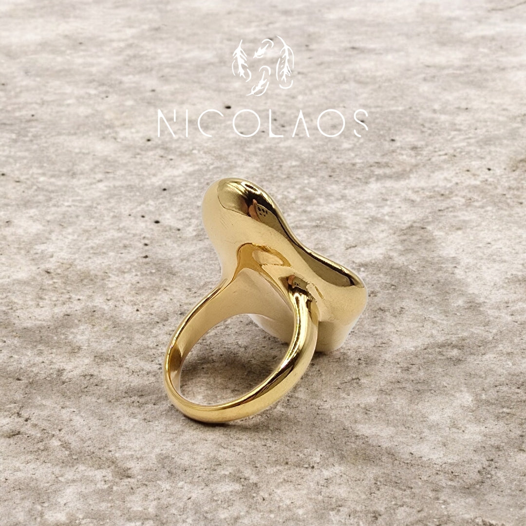 LIMITED δαχτυλίδι 'Puzzle' απο ανοξείδωτο ατσάλι με μεγάλα ζιργκόν