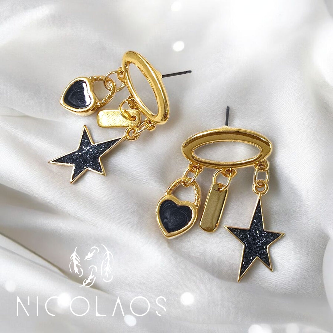 Σκουλαρίκια 'Lovely night' απο ανοξείδωτο ατσάλι με κρεμαστά στοιχεία