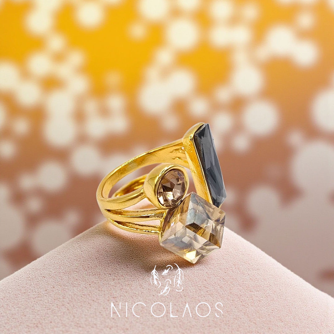 Δαχτυλίδι 'Nodorro' απο ανοξείδωτο ατσάλι με μεγάλα ζιργκόν