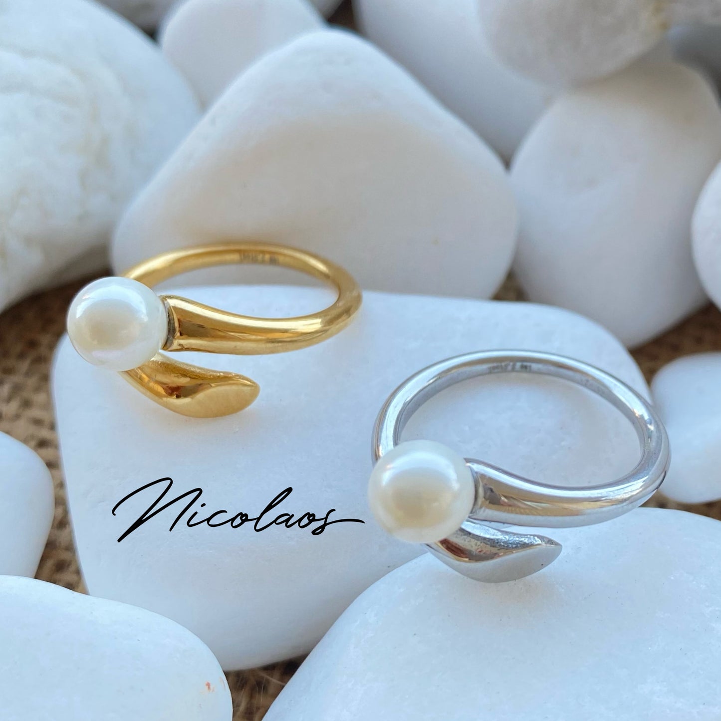 Δαχτυλίδι ‘Albieno’ από ανοξείδωτο ατσάλι με λευκή πέρλα