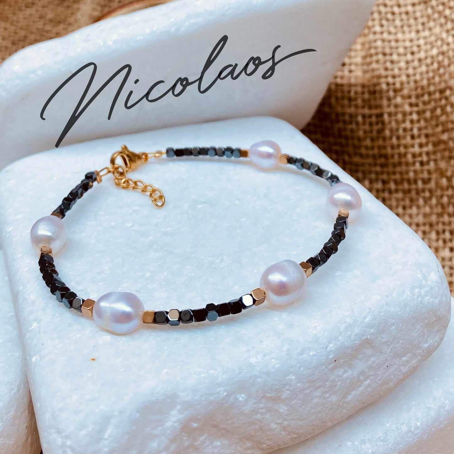 Βραχιόλι "mini chic pearl" με λευκά πραγματικά μαργαριτάρια