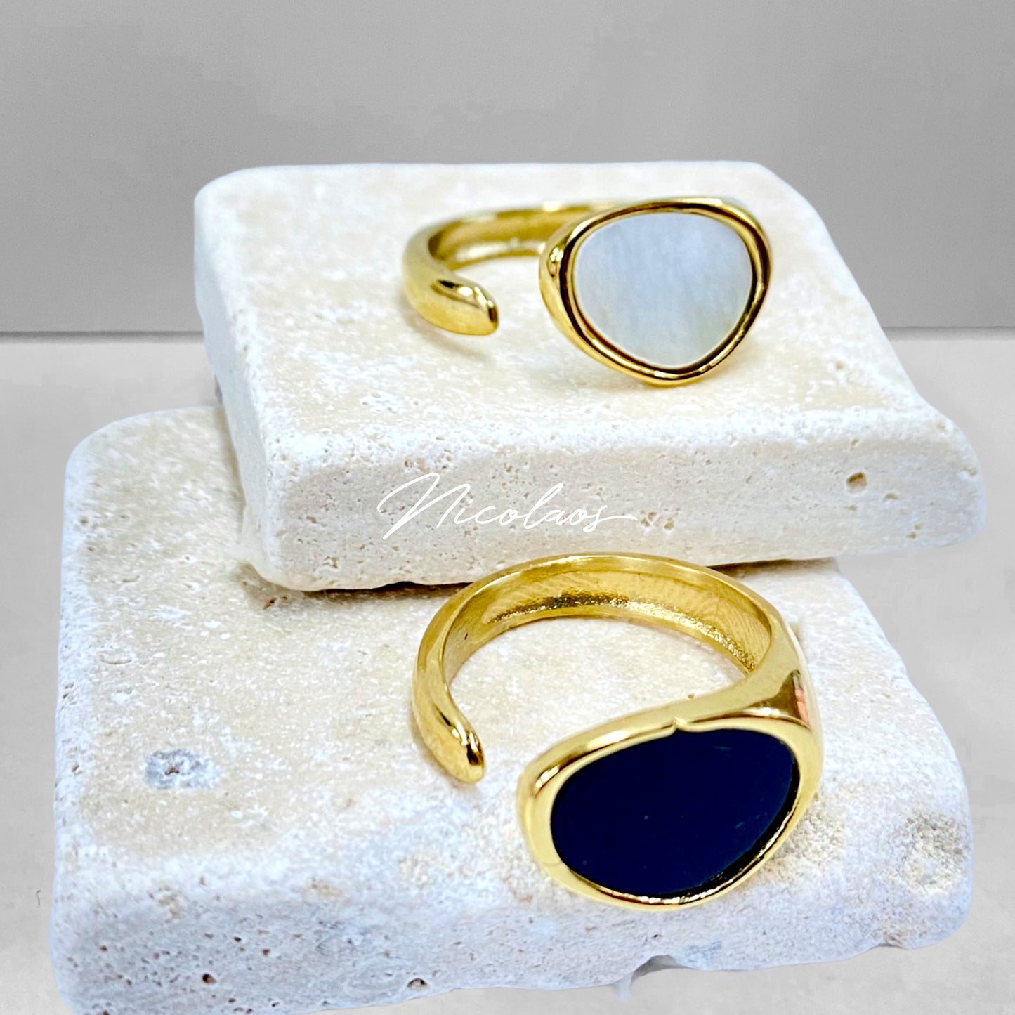 Δαχτυλίδι ‘Passion’ από ανοξείδωτο ατσάλι με φίλντισι ή μαύρο όνυχα