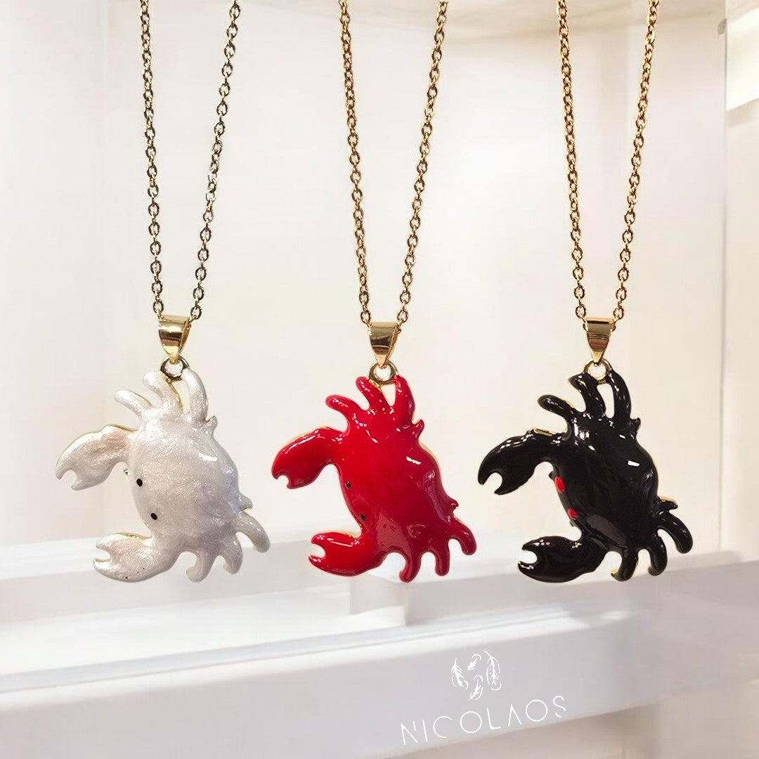 Κολιέ 'Crab in love' απο ανοξείδωτο ατσάλι με βαφή σμάλτου
