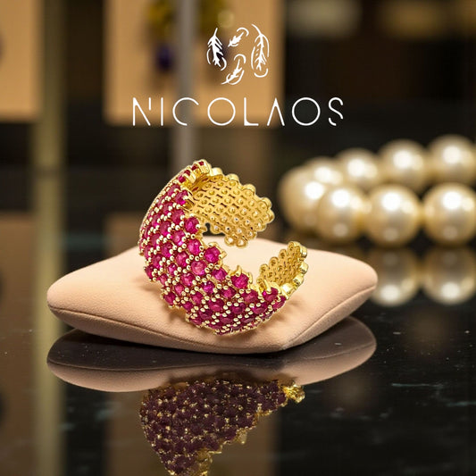 LIMITED δαχτυλίδι 'Passion Dots' με φούξια ζιργκόν