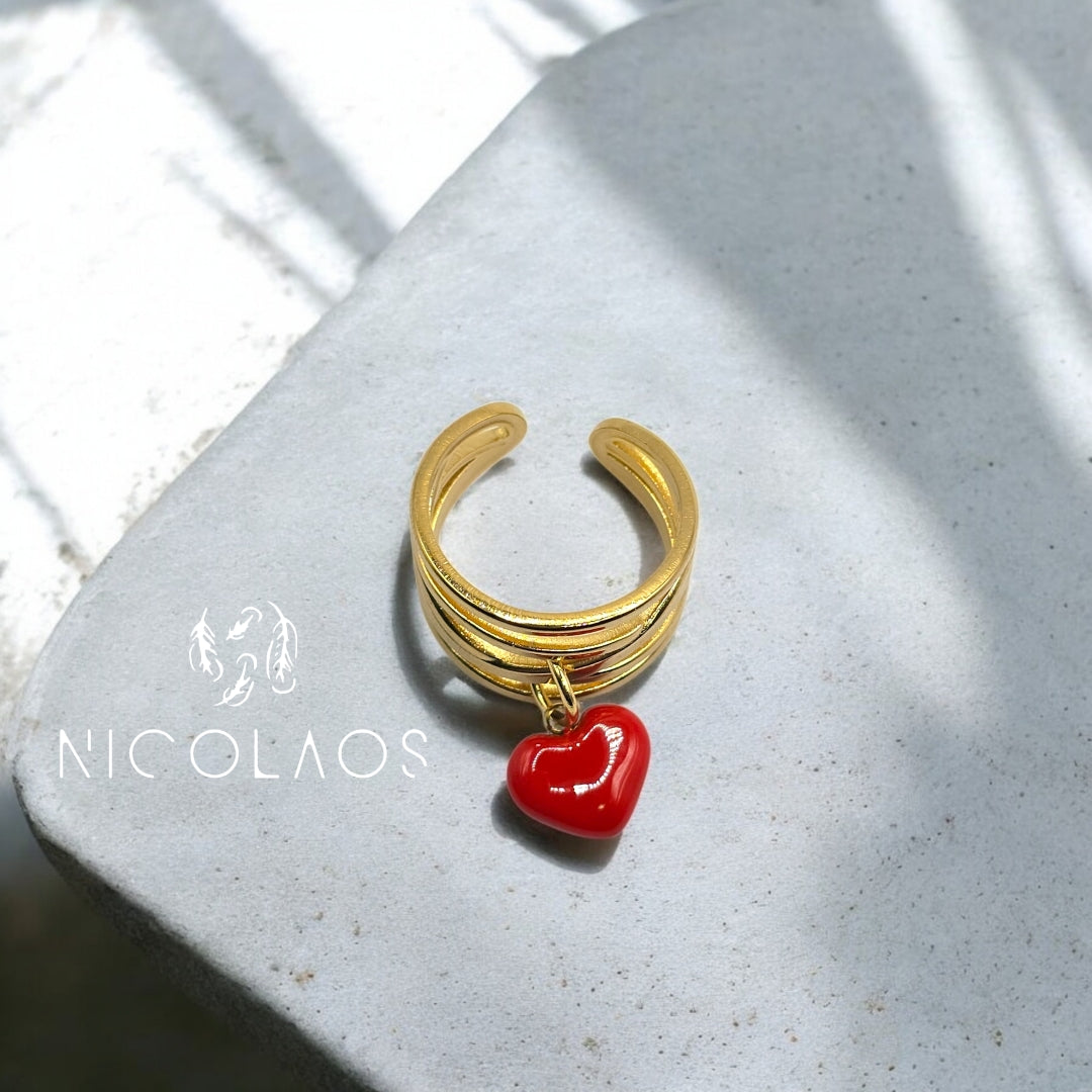 LIMITED δαχτυλίδι 'Amor drop' απο ανοξείδωτο ατσάλι με βαφή σμάλτου