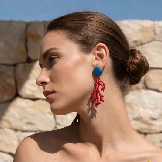 LIMITED Σκουλαρίκια 'Ocean Red' απο ανοξείδωτο ατσάλι με βαφή σμάλτου