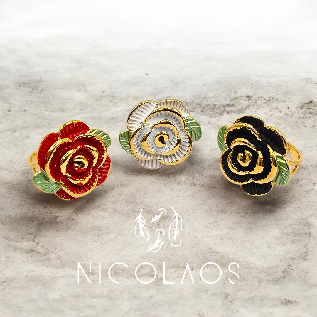 Δαχτυλίδι 'Rossete' απο ανοξείδωτο ατσάλι με βαφή σατινέ σμάλτου