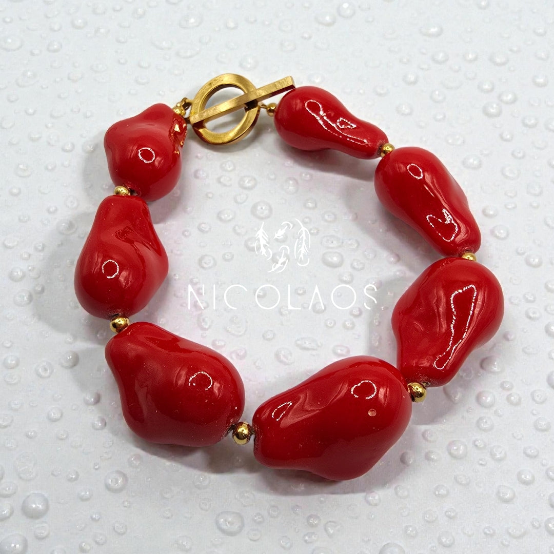 Χειροποίητο Resort βραχιόλι 'Aquastract' με ακανόνιστες πέρλες φίλντισι