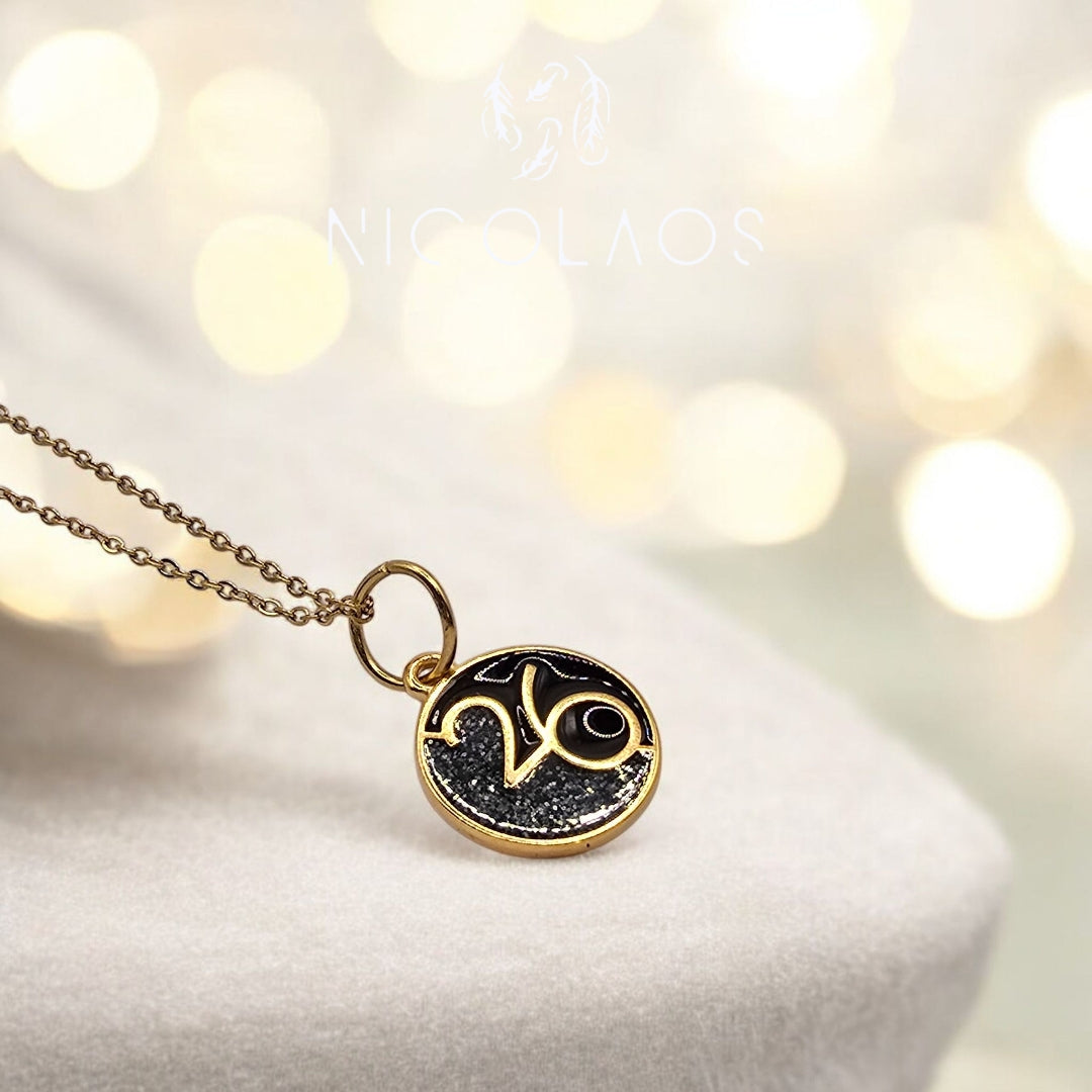 Κολιέ Γούρι 26 'Joy' απο ανοξείδωτο ατσάλι με βαφή γκλιτερ σμάλτου