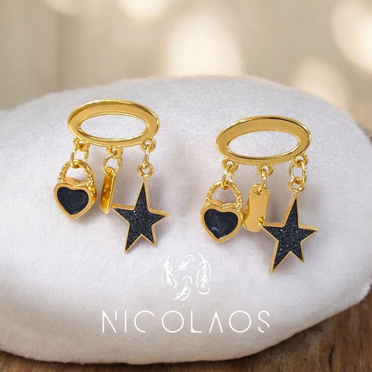 Σκουλαρίκια 'Lovely night' απο ανοξείδωτο ατσάλι με κρεμαστά στοιχεία