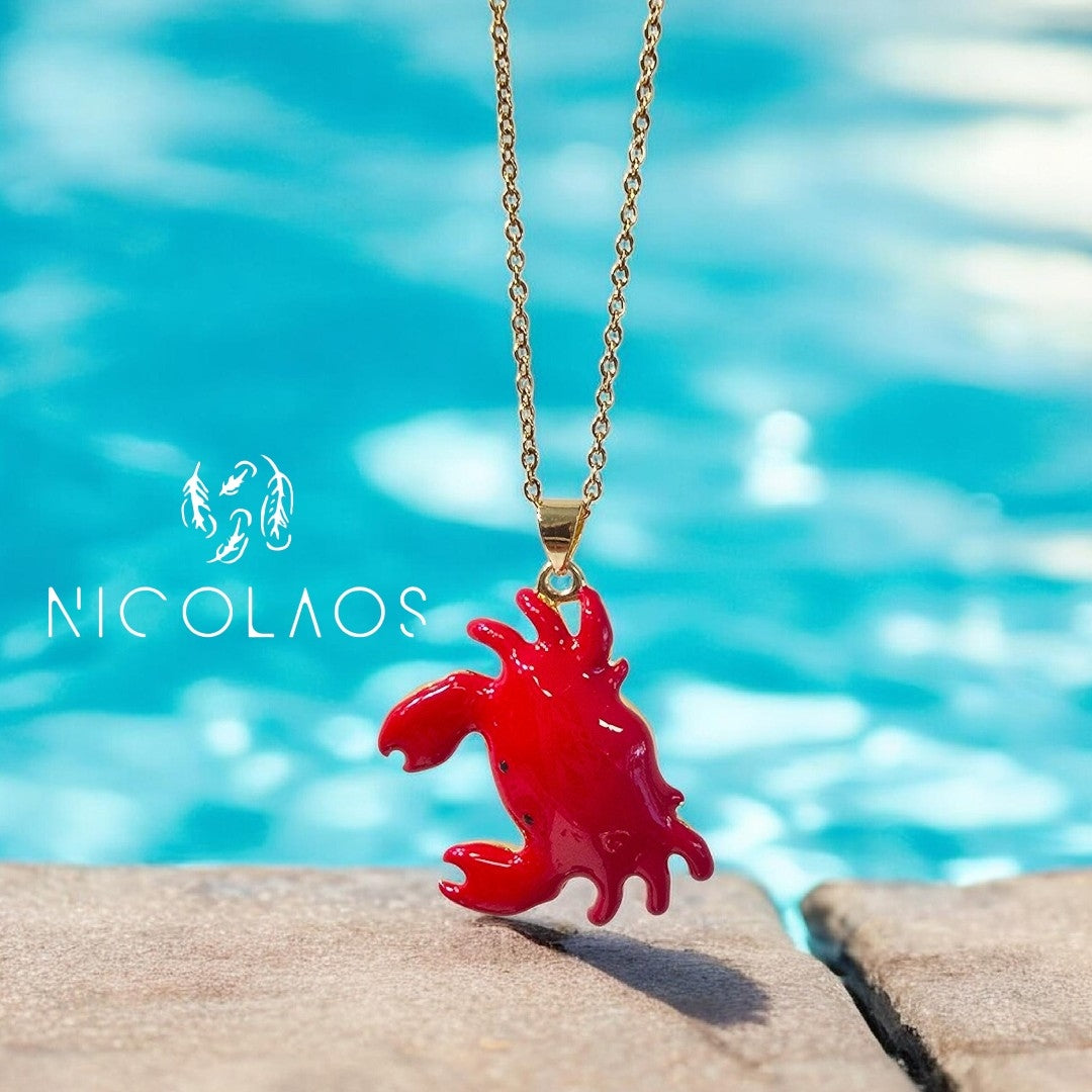 Κολιέ 'Crab in love' απο ανοξείδωτο ατσάλι με βαφή σμάλτου