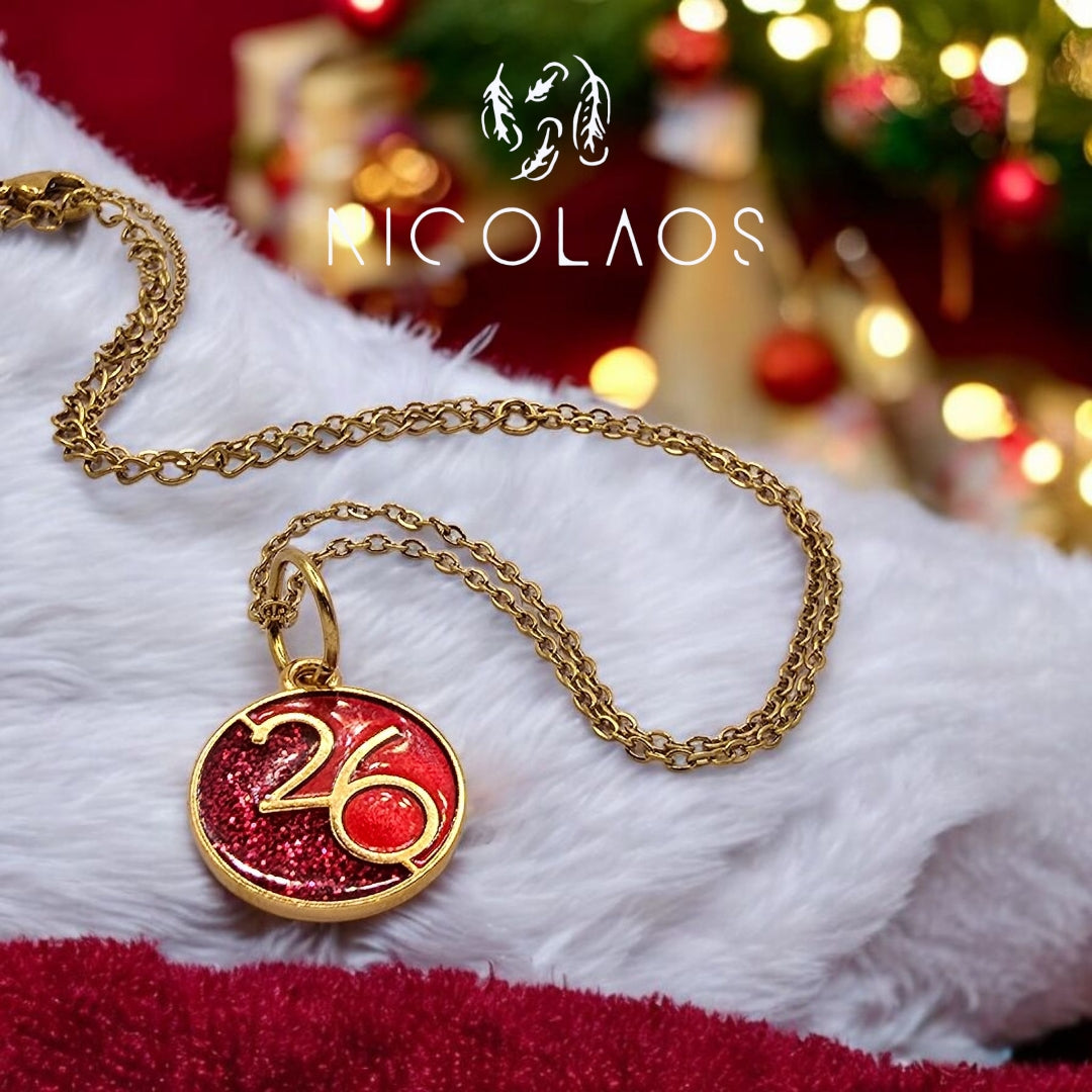 Κολιέ Γούρι 26 'Joy' απο ανοξείδωτο ατσάλι με βαφή γκλιτερ σμάλτου