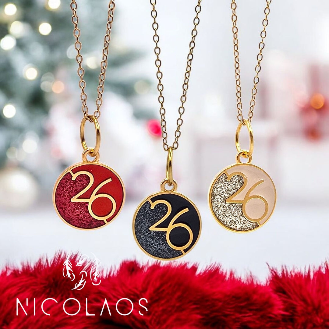 Κολιέ Γούρι 26 'Joy' απο ανοξείδωτο ατσάλι με βαφή γκλιτερ σμάλτου