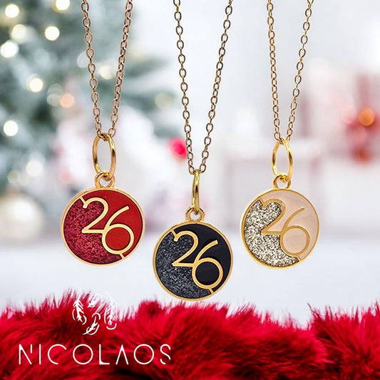 Κολιέ Γούρι 26 'Joy' απο ανοξείδωτο ατσάλι με βαφή γκλιτερ σμάλτου