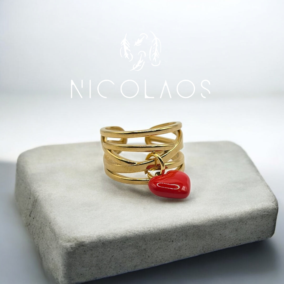 LIMITED δαχτυλίδι 'Amor drop' απο ανοξείδωτο ατσάλι με βαφή σμάλτου