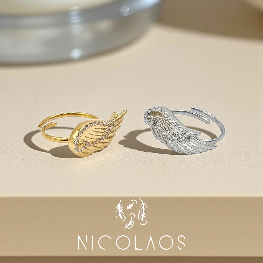 Δαχτυλίδι 'Angel' απο ανοξείδωτο ατσάλι με λευκά ζιργκόν