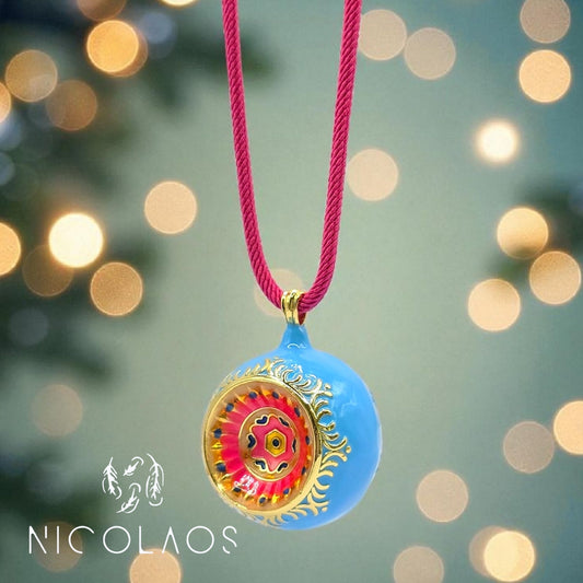 Κρεμαστό κολιέ 'Mandala' απο ανοξείδωτο ατσάλι με λεπτομερή βαφή σμάλτου