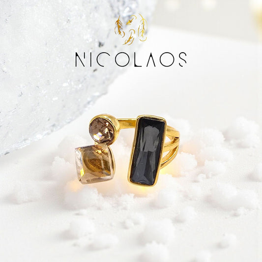 Δαχτυλίδι 'Nodorro' απο ανοξείδωτο ατσάλι με μεγάλα ζιργκόν