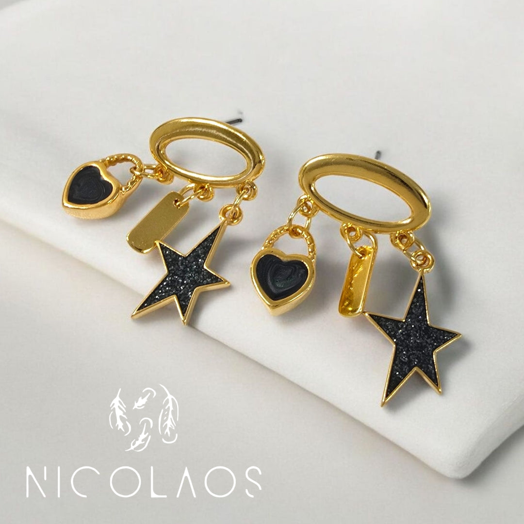 Σκουλαρίκια 'Lovely night' απο ανοξείδωτο ατσάλι με κρεμαστά στοιχεία