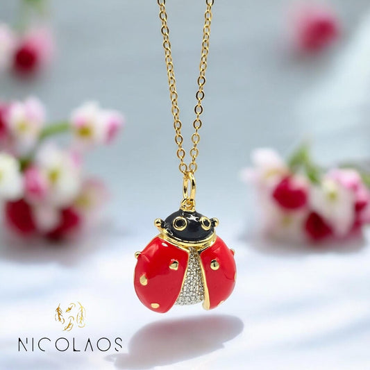 Κολιέ 'Shine lady' από ανοξείδωτο ατσάλι με λευκά ζιργκόν και βαφή σμάλτου