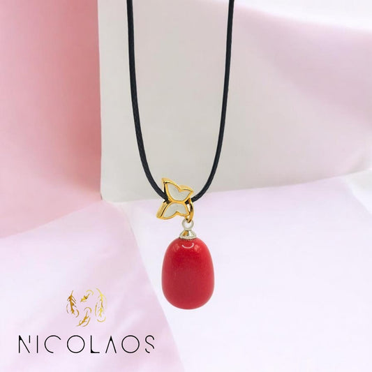 Κρεμαστό κολιέ 'Rossuovo' απο ανοξείδωτο ατσάλι με βαφή σμάλτου