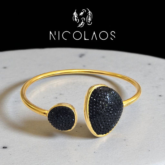 Βραχιόλι 'Black Caviar' απο ανοξείδωτο ατσάλι με μαύρα ζιργκόν