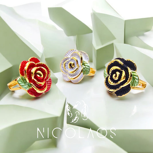 Δαχτυλίδι 'Rossete' απο ανοξείδωτο ατσάλι με βαφή σατινέ σμάλτου