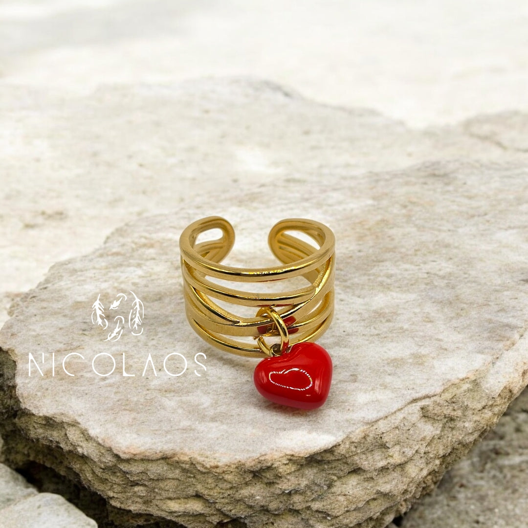 LIMITED δαχτυλίδι 'Amor drop' απο ανοξείδωτο ατσάλι με βαφή σμάλτου