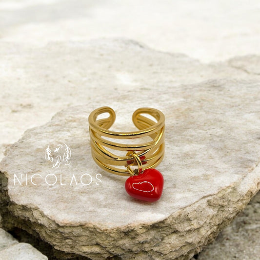 LIMITED δαχτυλίδι 'Amor drop' απο ανοξείδωτο ατσάλι με βαφή σμάλτου