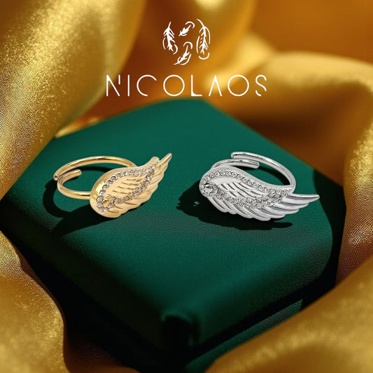 Δαχτυλίδι 'Angel' απο ανοξείδωτο ατσάλι με λευκά ζιργκόν