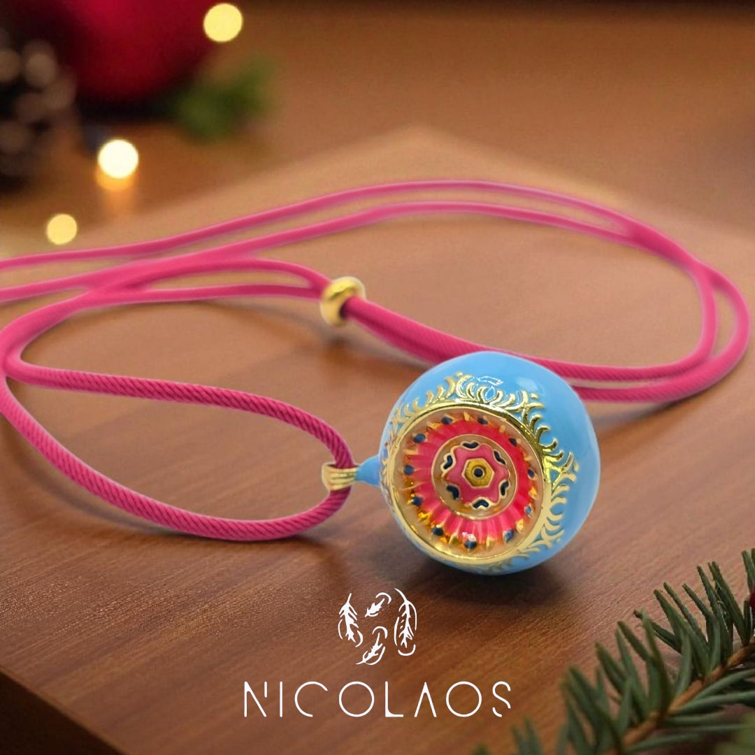 Κρεμαστό κολιέ 'Mandala' απο ανοξείδωτο ατσάλι με λεπτομερή βαφή σμάλτου