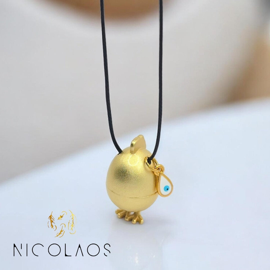 Κρεμαστό κολιέ 'Chicky eye' απο σατινέ ματ ανοξείδωτο ατσάλι