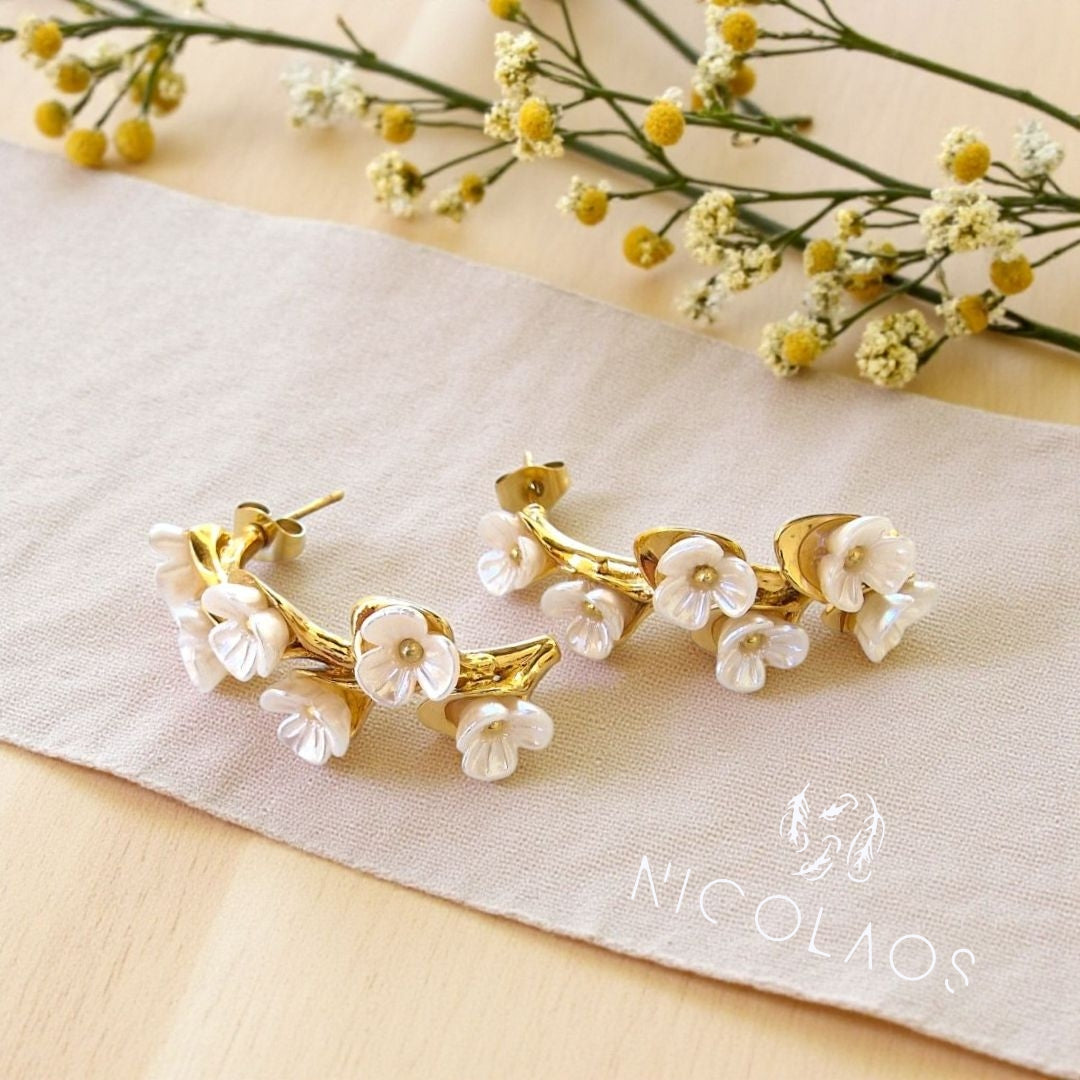 Σκουλαρίκια 'Remifiori' από ανοξείδωτο ατσάλι με περίτεχνο φινίρισμα