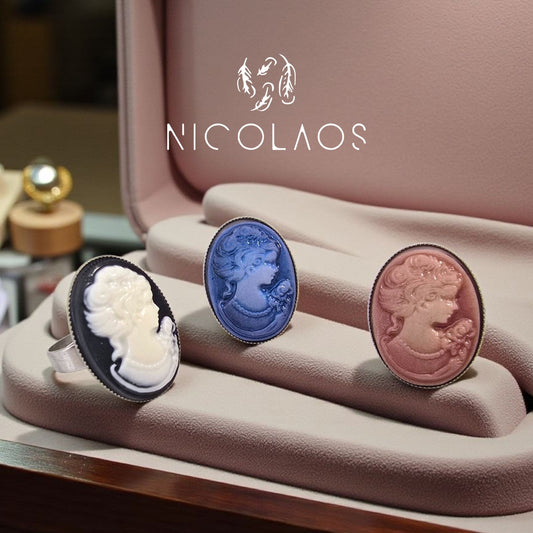 Δαχτυλίδι 'Lady in mirror' απο ανοξείδωτο ατσάλι με ανάγλυφο καμέο