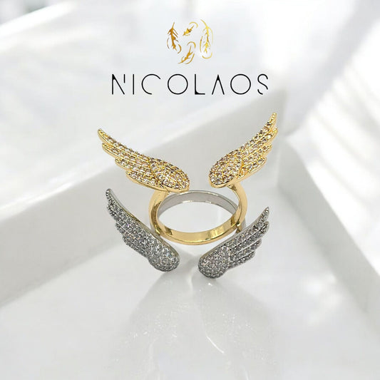 Δαχτυλίδι 'Angel shine' απο ανοξείδωτο ατσάλι με λευκά ζιργκόν