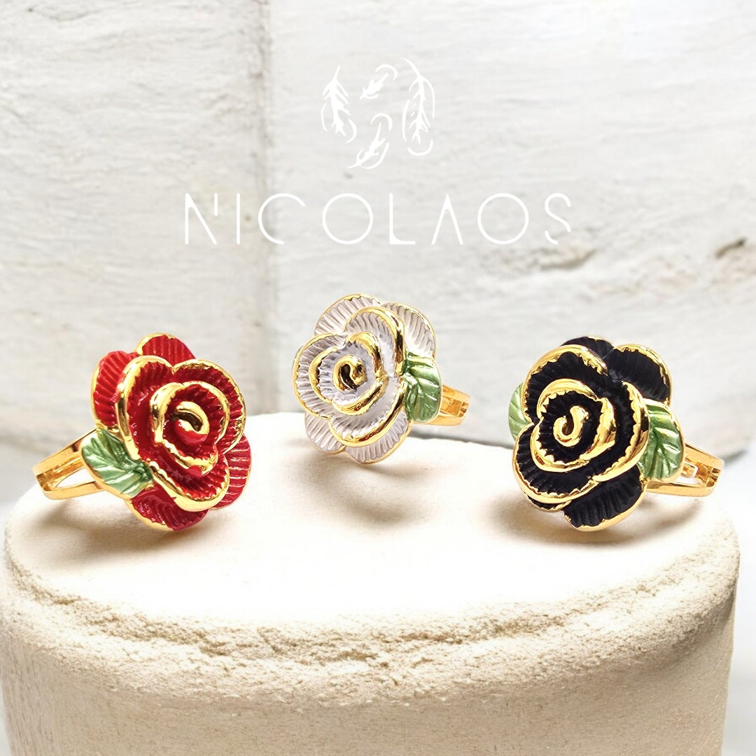 Δαχτυλίδι 'Rossete' απο ανοξείδωτο ατσάλι με βαφή σατινέ σμάλτου